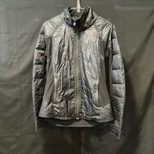 Lululemon Run Bundle Up Black Down Fill Jacket w/Removable Hooded Women Size 8